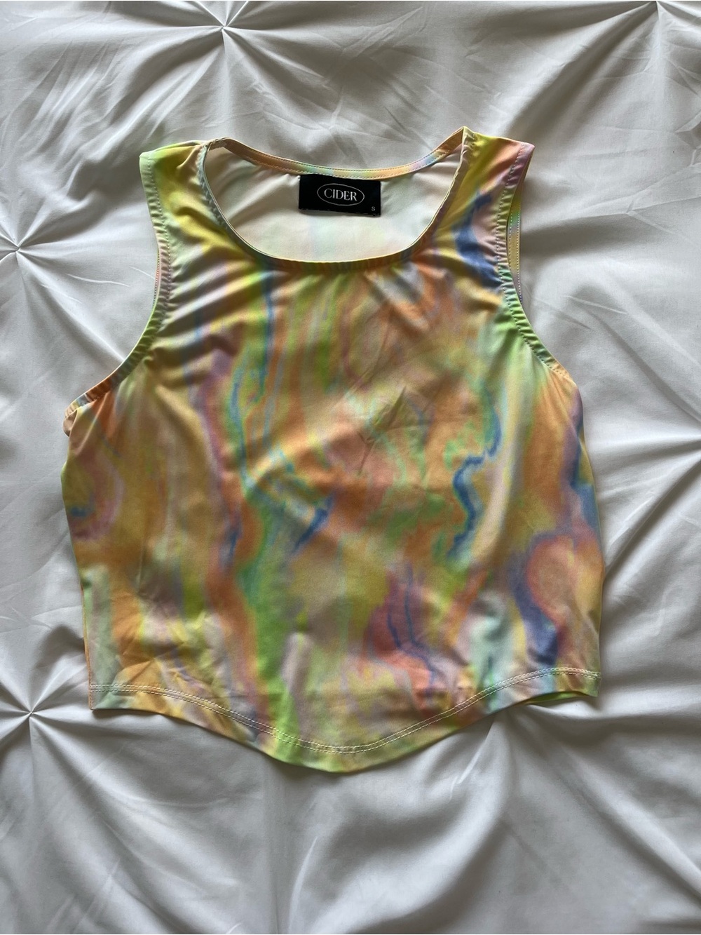 Cider Marbled Print Curved Hem Tank Top
